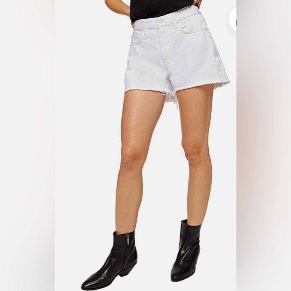 7 for all Mankind Cutoff Denim Shorts button fly in White size 28 - Picture 4 of 14